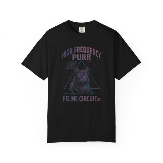 High Frequency Purr Cat Unisex Garment-Dyed T-Shirt