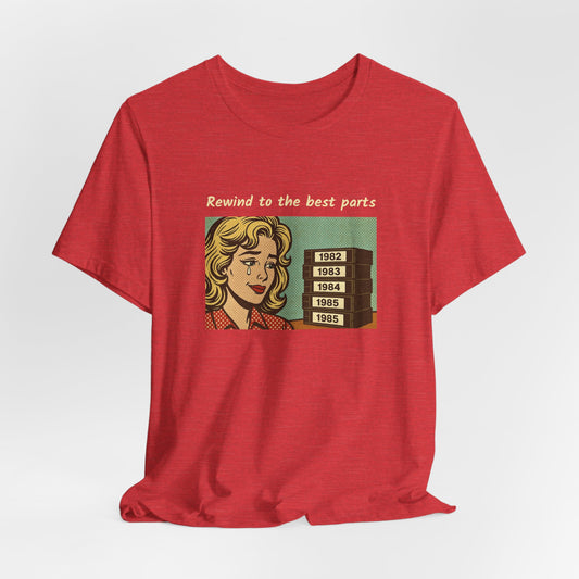 Rewind to the Best Parts Retro Comic Premium Unisex Short-Sleeve Jersey Tee
