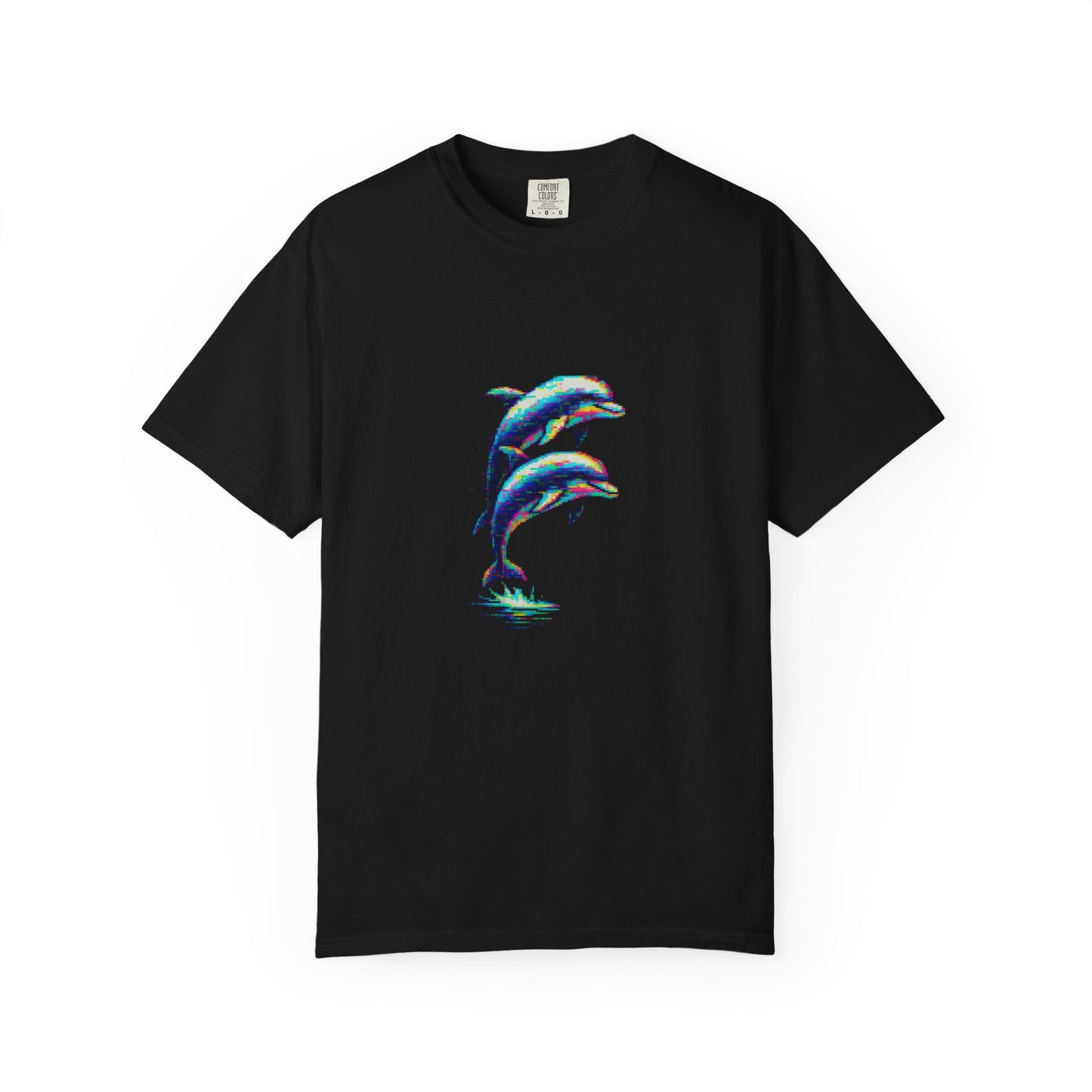 Glitch Dolphins Comfy Unisex Garment-Dyed T-Shirt