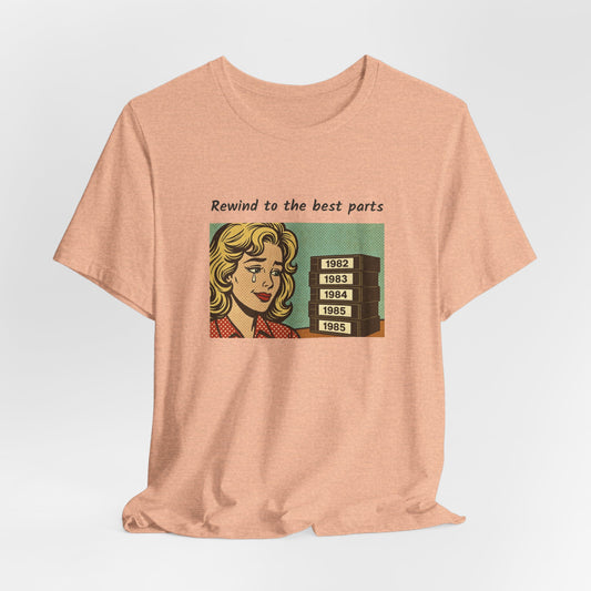 Rewind to the Best Parts Retro Comic Premium Unisex Short-Sleeve Jersey Tee