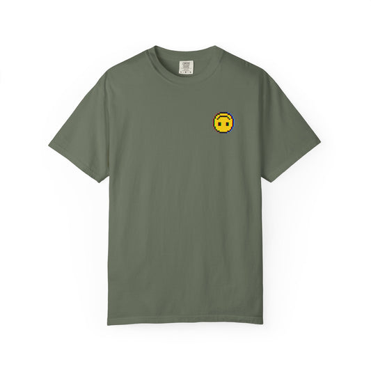 Pixel Upside-Down Smiley Comfy Unisex Garment-Dyed T-Shirt